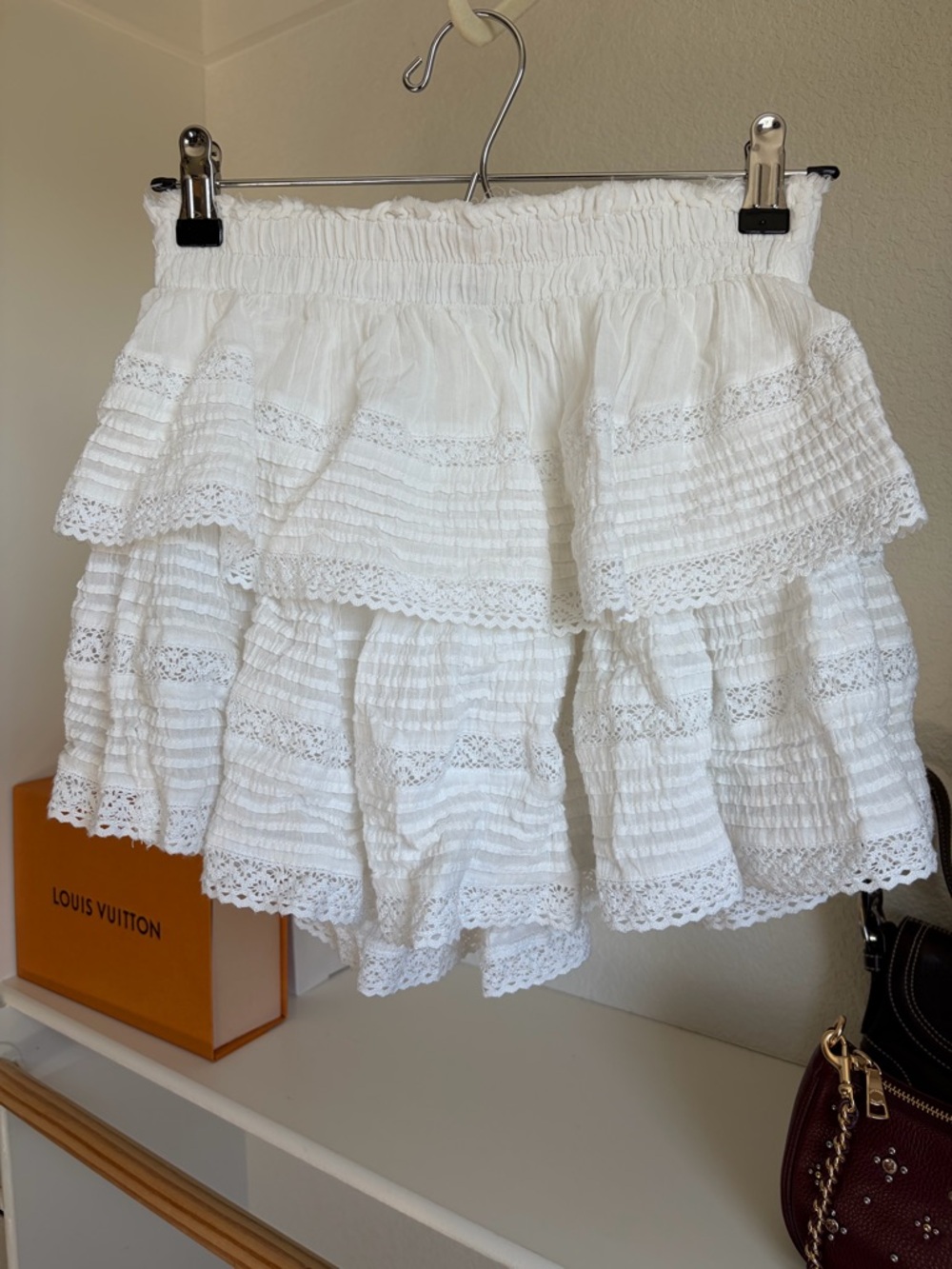 Aerie white ruffle mini skort - White Tiered Lace Mini Skirt